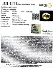 1.95/CT Natural Ceylonese Pukhraj with Govt Lab Certificate-YELSA9U